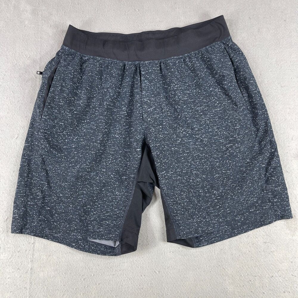 Lululemon Athletic Shorts Men Medium Black White Surge Lined‎ 9" Inseam